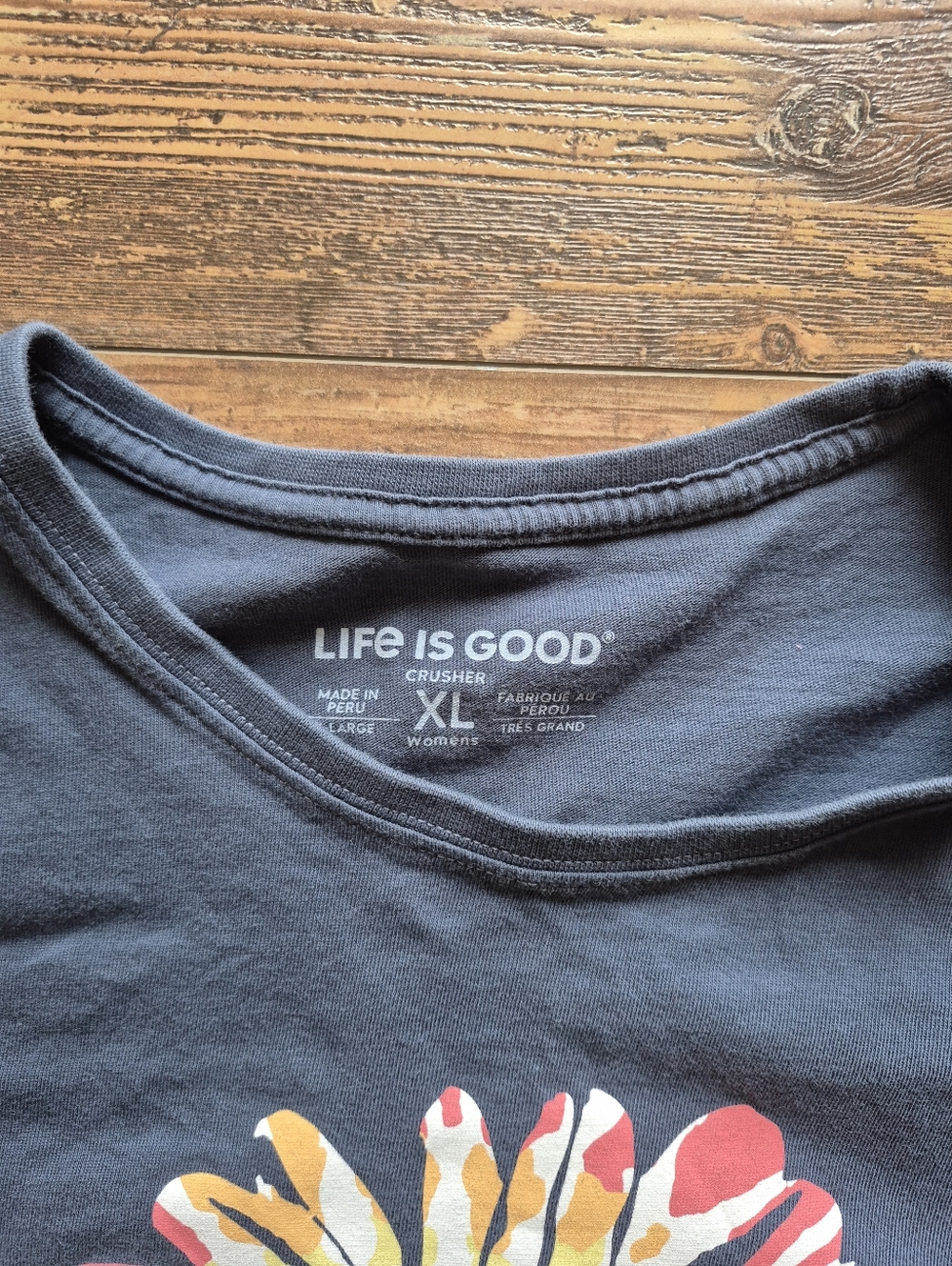 Life Is Good Blue Flower T Shirt Size XL - Picture 5 of 6